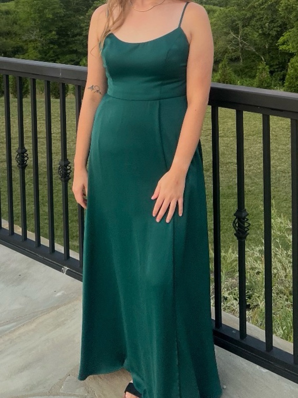 Women’s Emerald Green Satin Slip Dress